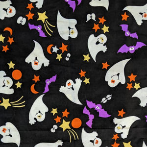 Vintage 90's GLOW IN THE DARK‎ Halloween Novelty Print Cotton Fabric Ghosts Bats